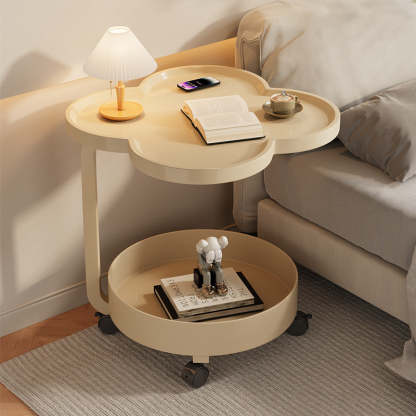 Scandinavian Cream Metal 2-Tier Side Table
