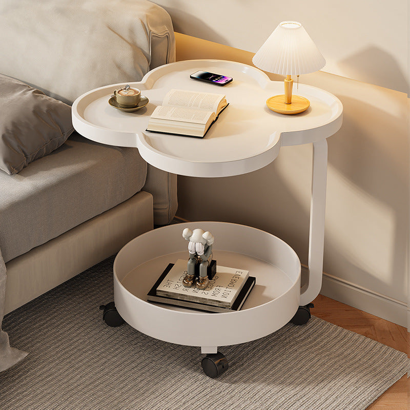 Scandinavian Cream Metal 2-Tier Side Table