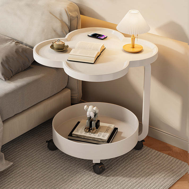 Scandinavian Cream Metal 2-Tier Side Table