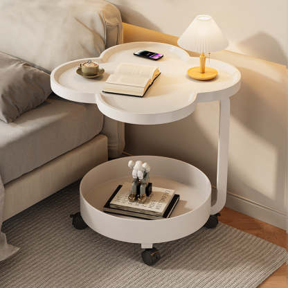 Scandinavian Cream Metal 2-Tier Side Table