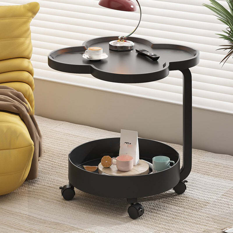 Scandinavian Cream Metal 2-Tier Side Table — White