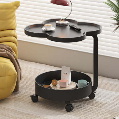 Scandinavian Cream Metal 2-Tier Side Table — White