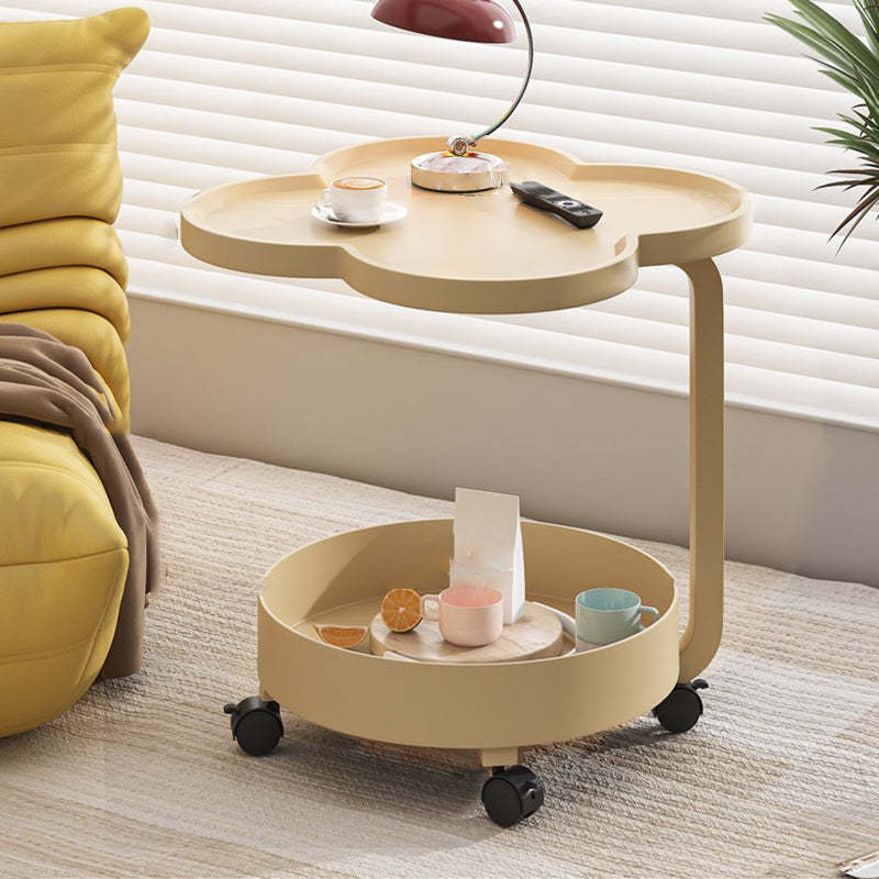 Scandinavian Cream Metal 2-Tier Side Table — Black