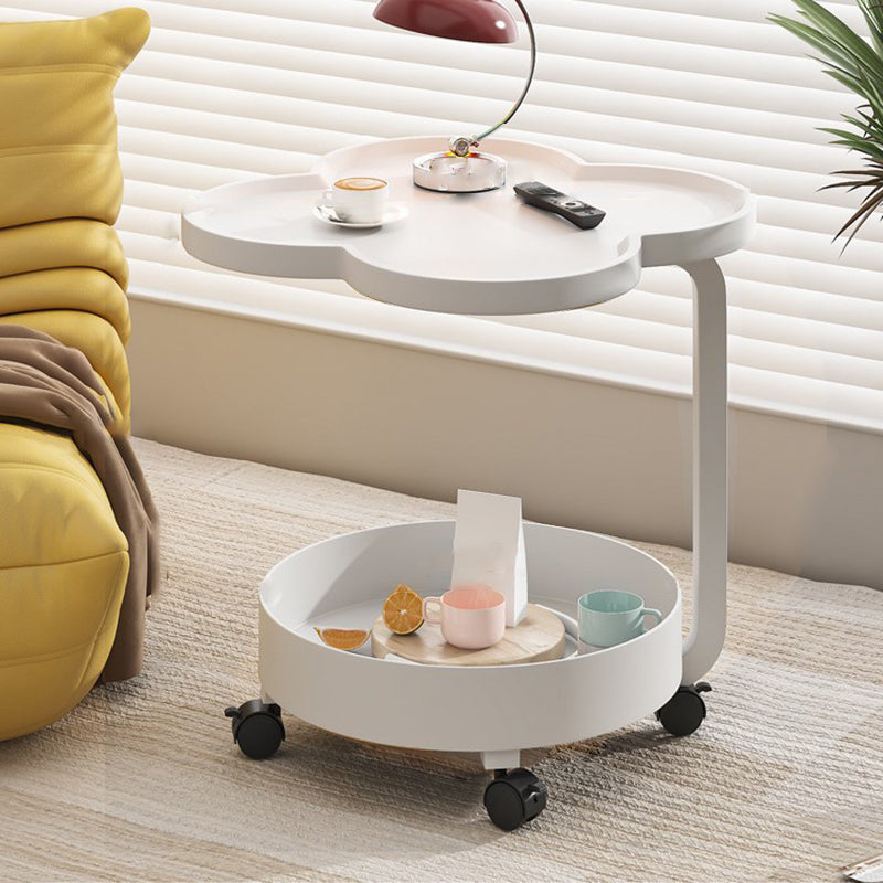 Scandinavian Cream Metal 2-Tier Side Table
