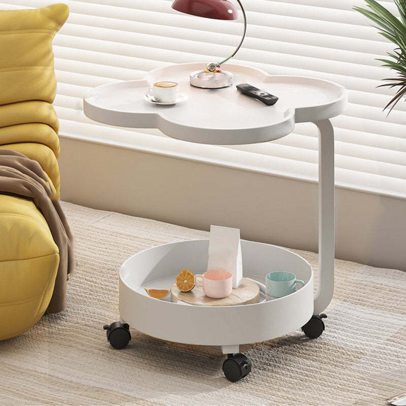 Scandinavian Cream Metal 2-Tier Side Table