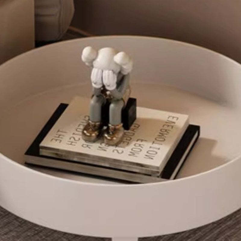 Scandinavian Cream Metal 2-Tier Side Table