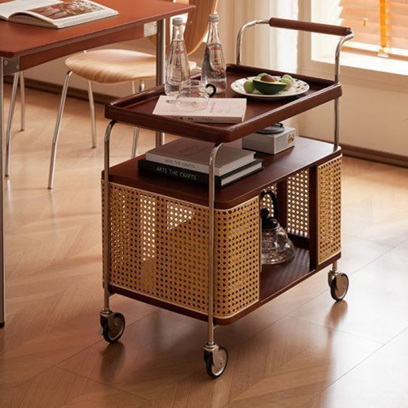 Nordic Stainless Steel Rubberwood 3-Tier Side Table