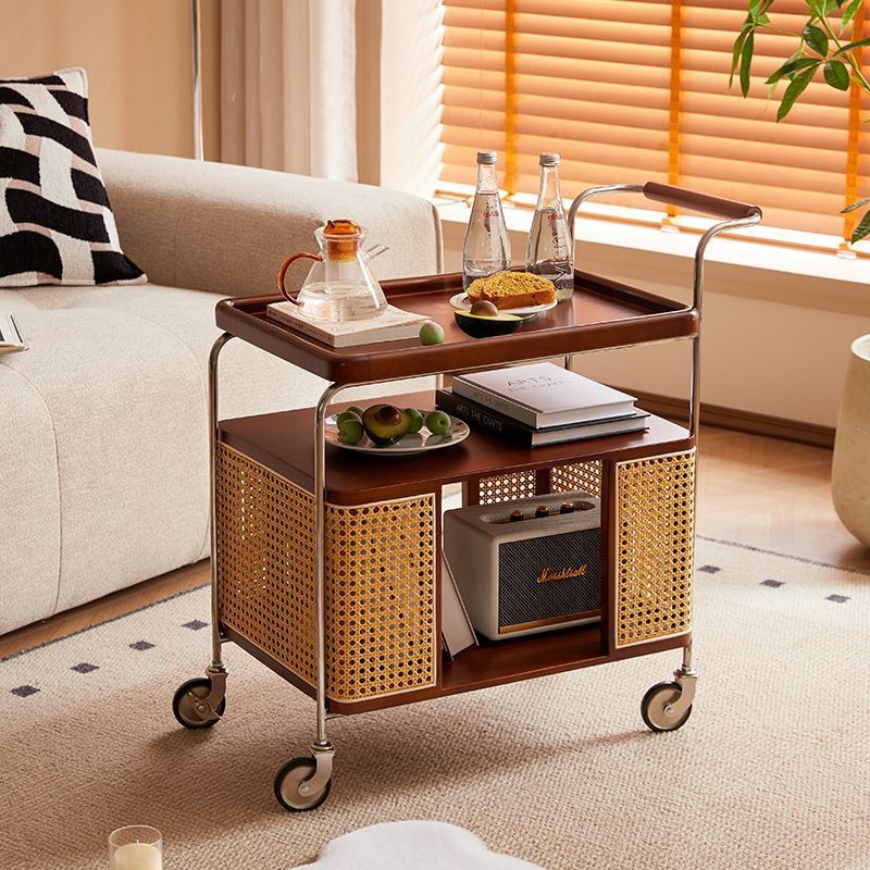 Nordic Stainless Steel Rubberwood 3-Tier Side Table