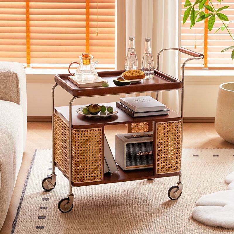 Nordic Stainless Steel Rubberwood 3-Tier Side Table