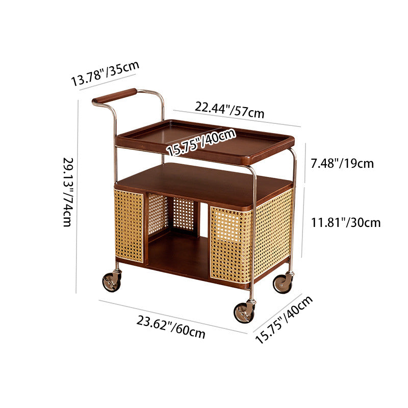 Nordic Stainless Steel Rubberwood 3-Tier Side Table