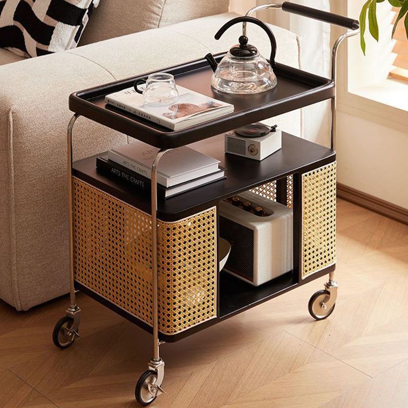 Nordic Stainless Steel Rubberwood 3-Tier Side Table — Original Wood Color
