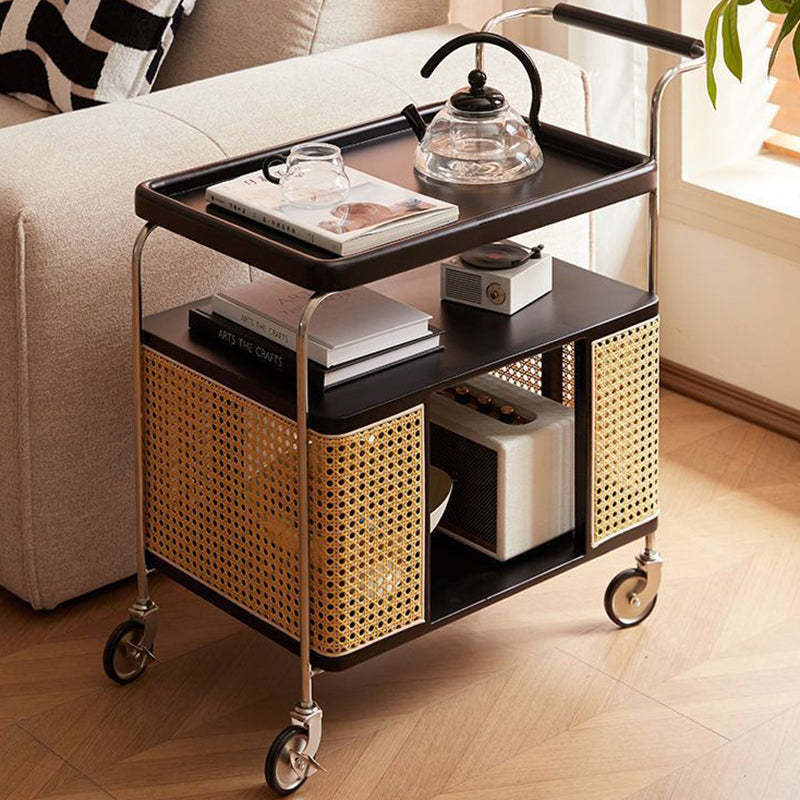 Nordic Stainless Steel Rubberwood 3-Tier Side Table — Original Wood Color