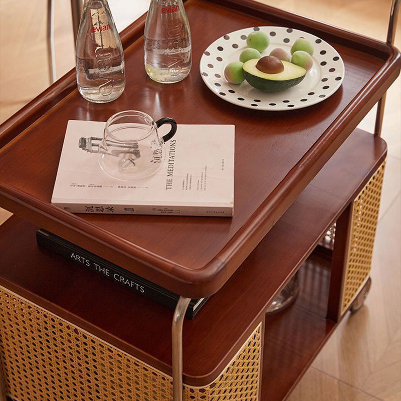 Nordic Stainless Steel Rubberwood 3-Tier Side Table