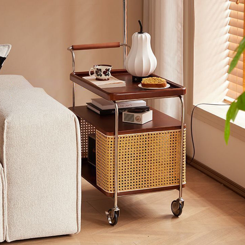 Nordic Stainless Steel Rubberwood 3-Tier Side Table