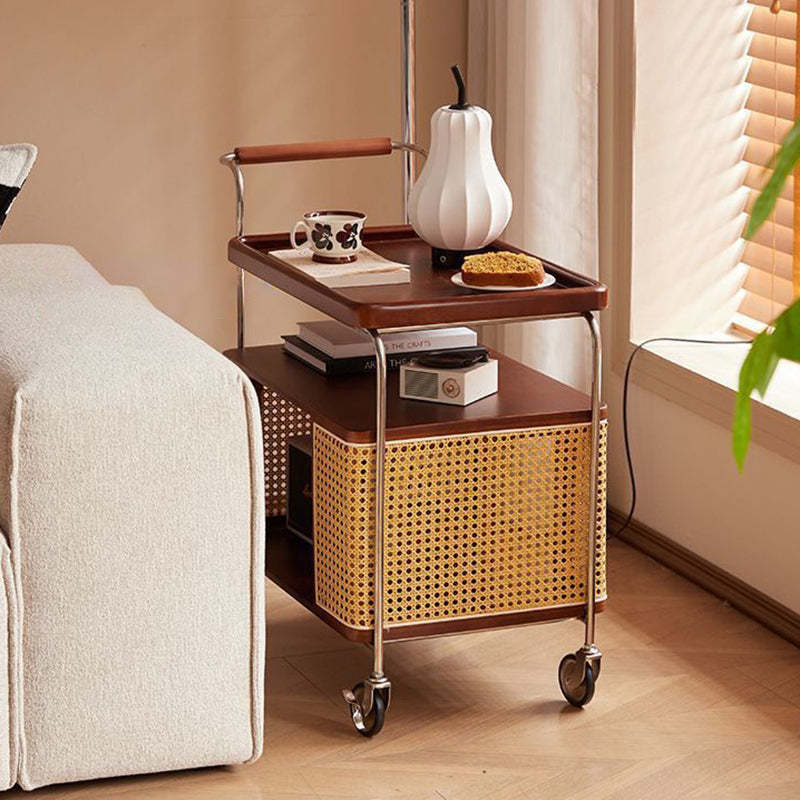 Nordic Stainless Steel Rubberwood 3-Tier Side Table