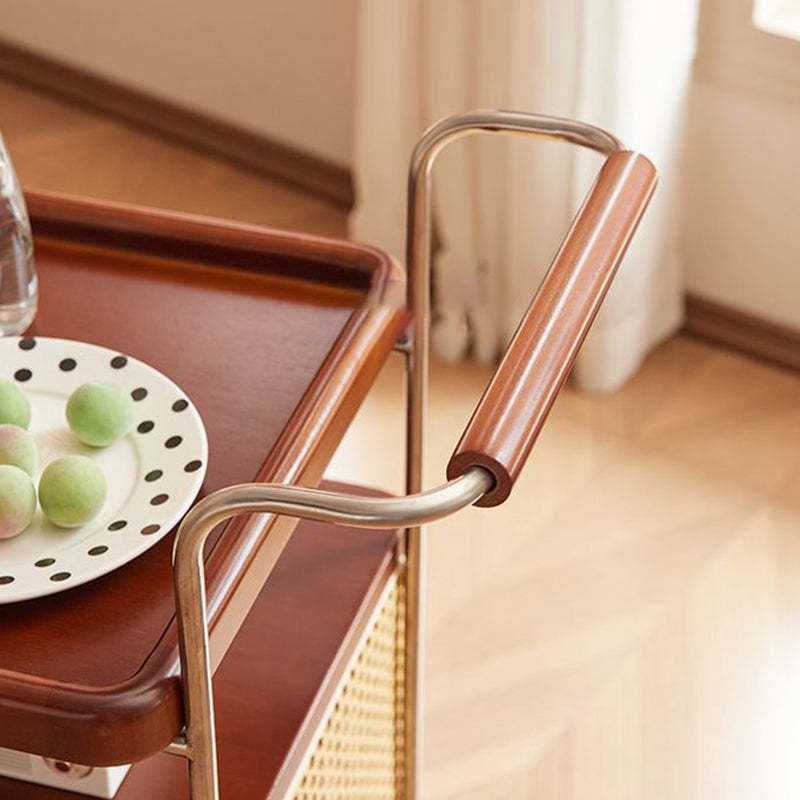 Nordic Stainless Steel Rubberwood 3-Tier Side Table