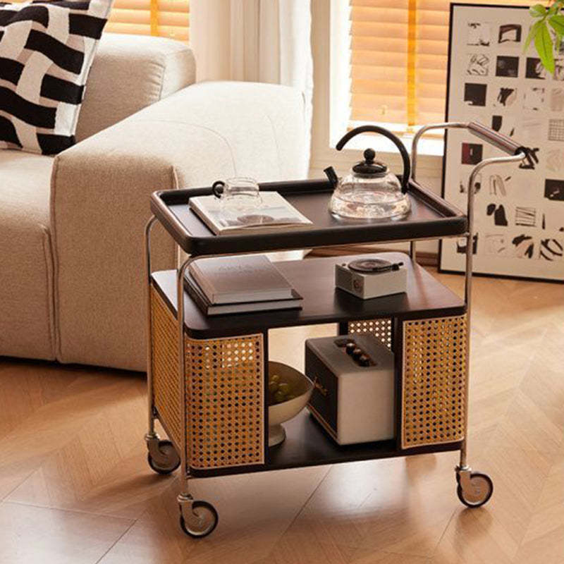 Nordic Stainless Steel Rubberwood 3-Tier Side Table
