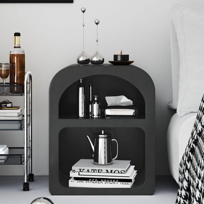 Scandinavian Curved Rock Slab 2-Tier Nightstand