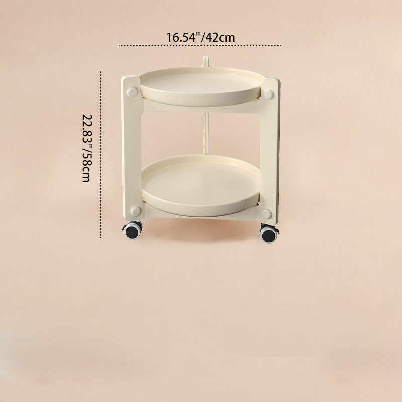 Nordic Round Plastic 2-Tier Side Table — White Frame + Green Table Top