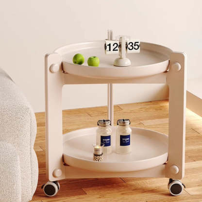 Nordic Round Plastic 2-Tier Side Table — Green Frame + White Table Top