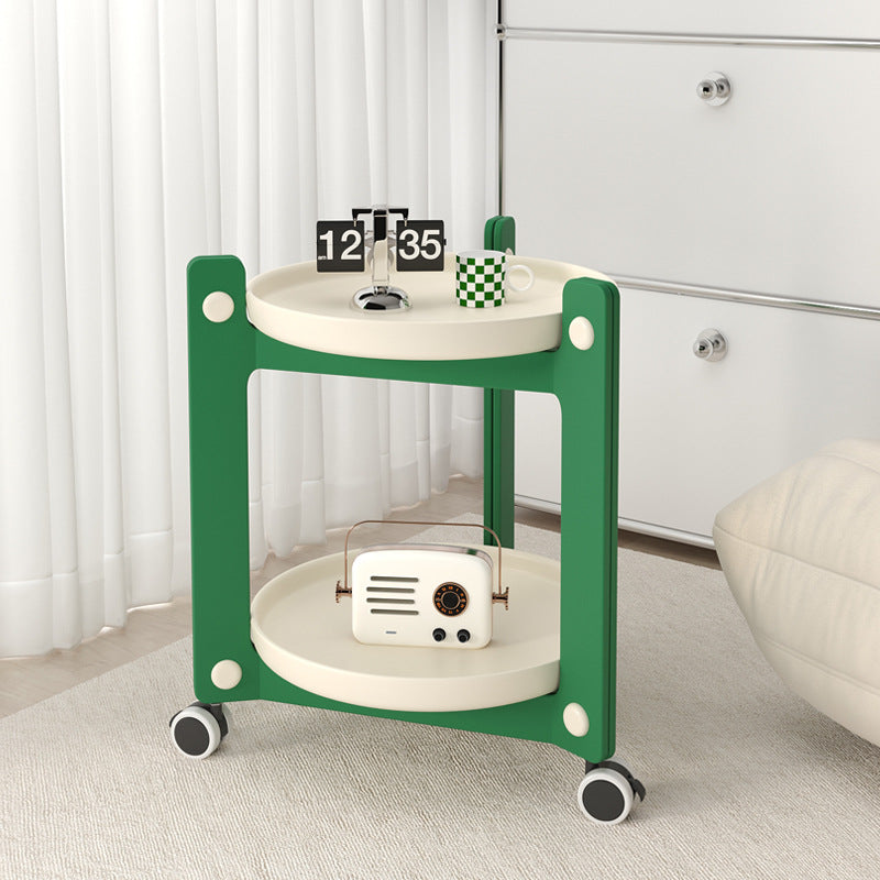 Nordic Round Plastic 2-Tier Side Table — Orange