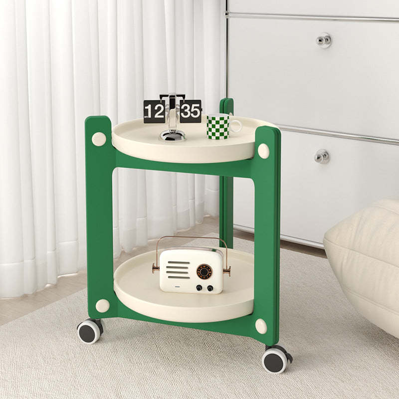 Nordic Round Plastic 2-Tier Side Table — Orange