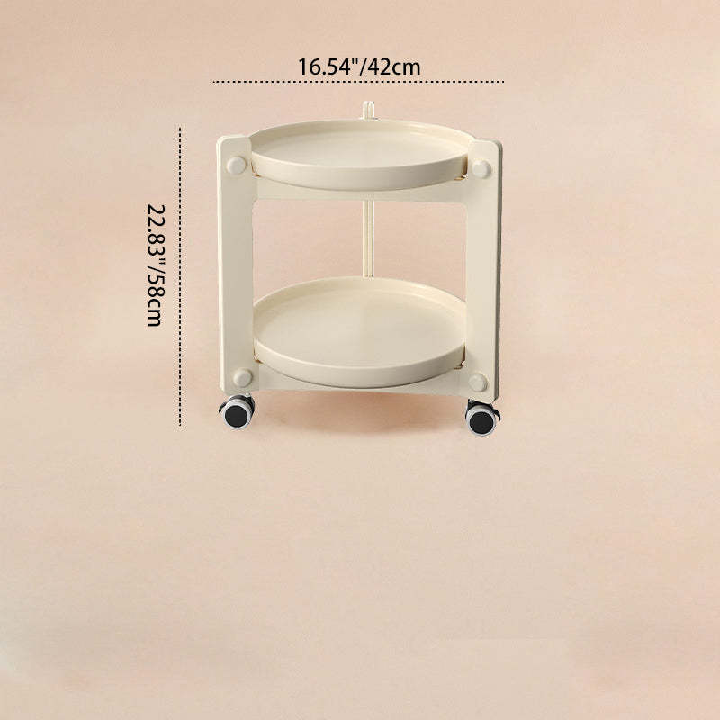 Nordic Round Plastic 2-Tier Side Table — White Frame + Green Table Top