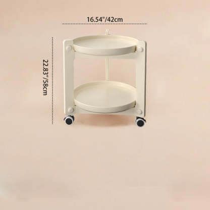 Nordic Round Plastic 2-Tier Side Table — White Frame + Green Table Top