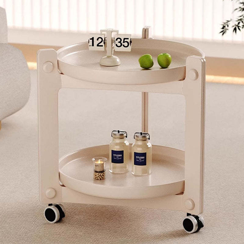 Nordic Round Plastic 2-Tier Side Table — White