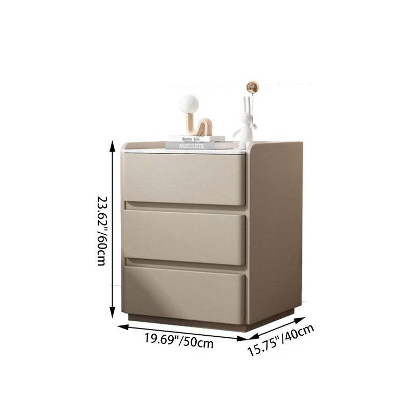 Minimalist Wood 3-Drawer Nightstand — Green