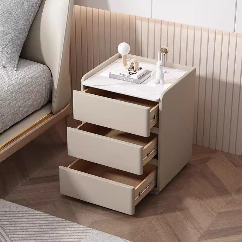 Minimalist Wood 3-Drawer Nightstand — White