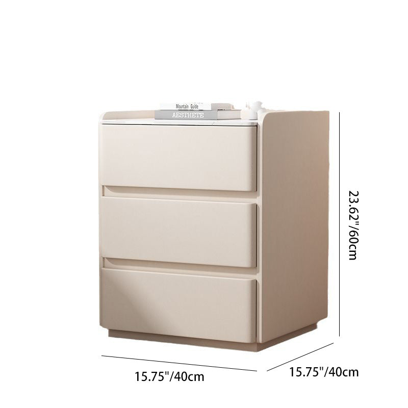 Minimalist Wood 3-Drawer Nightstand — Light Gray