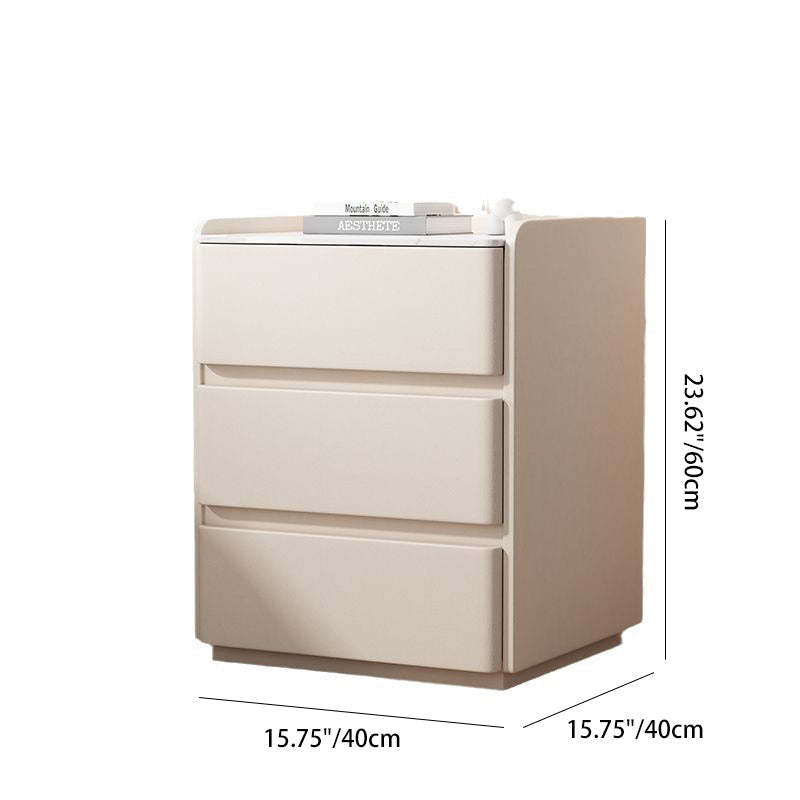 Minimalist Wood 3-Drawer Nightstand — Light Gray