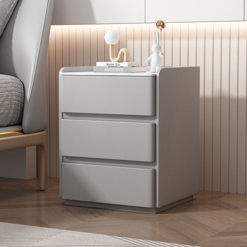 Minimalist 3-drawer wood nightstands — 15.75" L x 15.75" W x 23.62" H / Light Gray