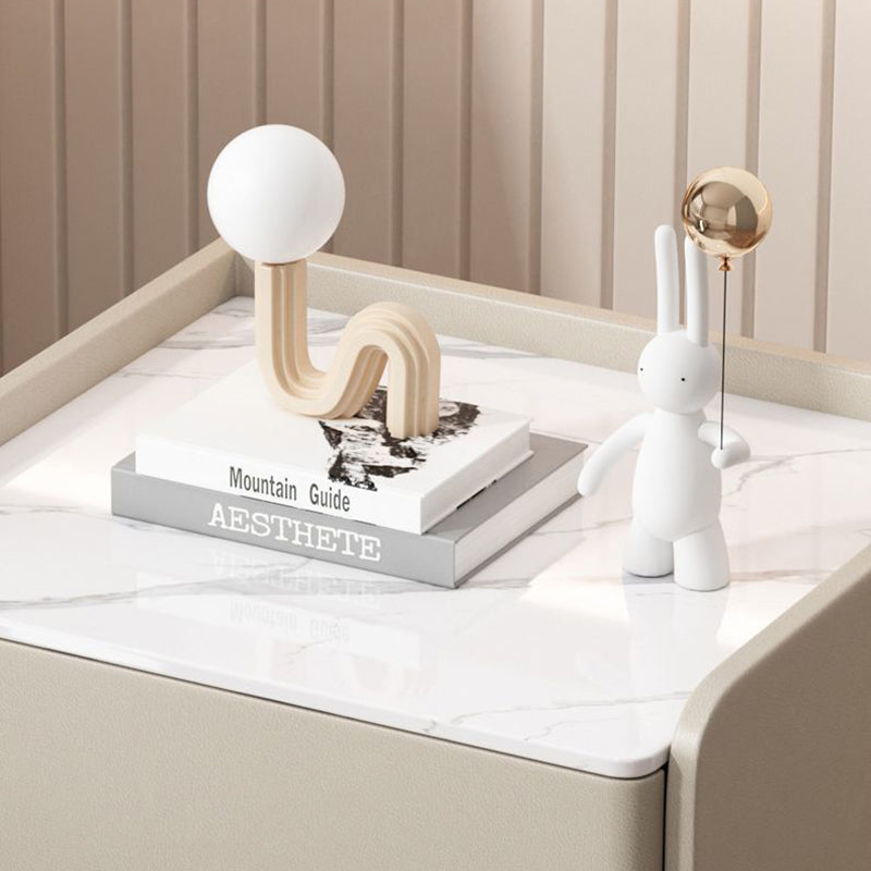 Minimalist Wood 3-Drawer Nightstand — Beige