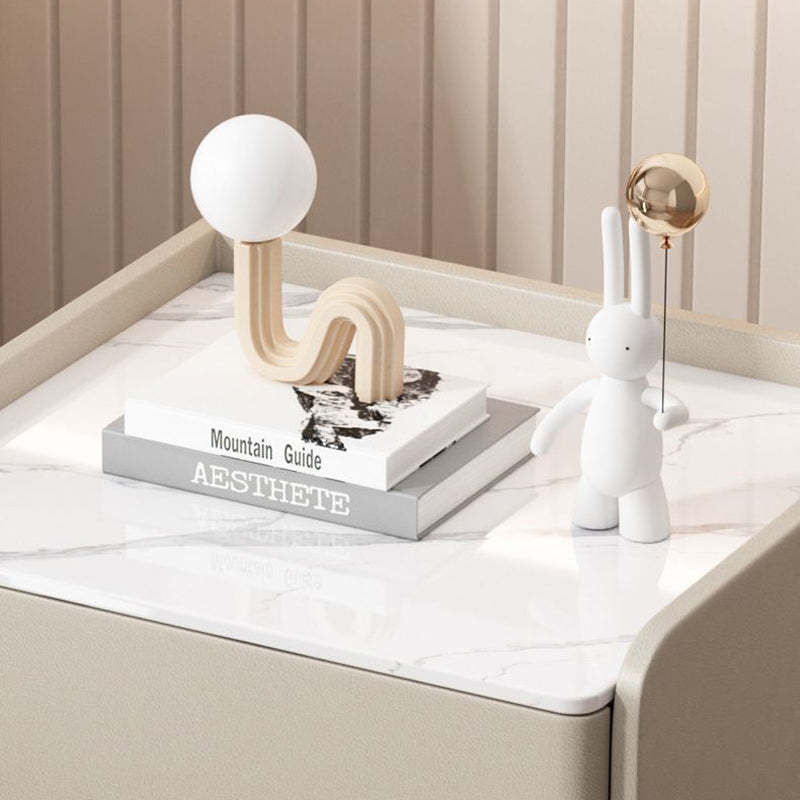 Minimalist Wood 3-Drawer Nightstand — Beige