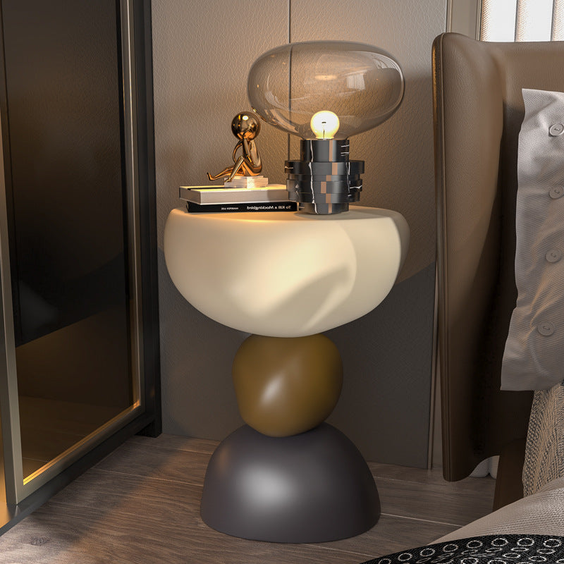 Contemporary Stone Stacking Oval Side Table