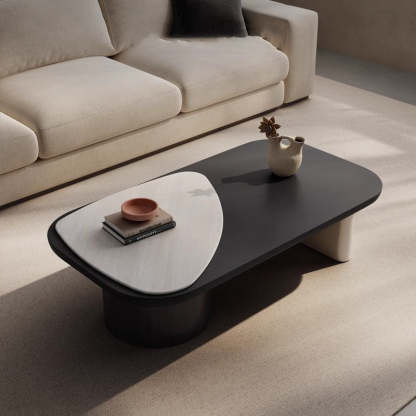 Scandinavian Wood Microcrystalline Stone Coffee Table