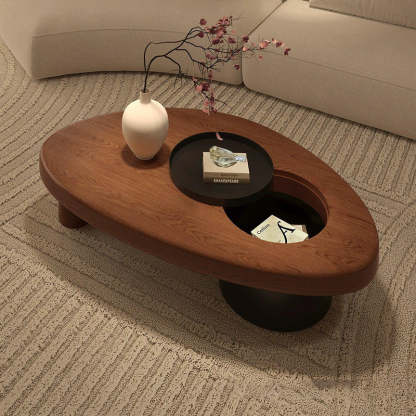 Minimalist Alien Triangle Wood Iron Coffee Table