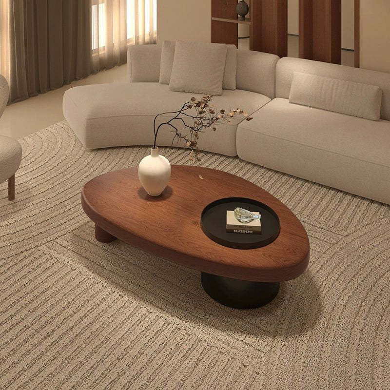 Triangle alien wood iron coffee tables, Lighom — 39" L x 23" W x 13" H / Walnut