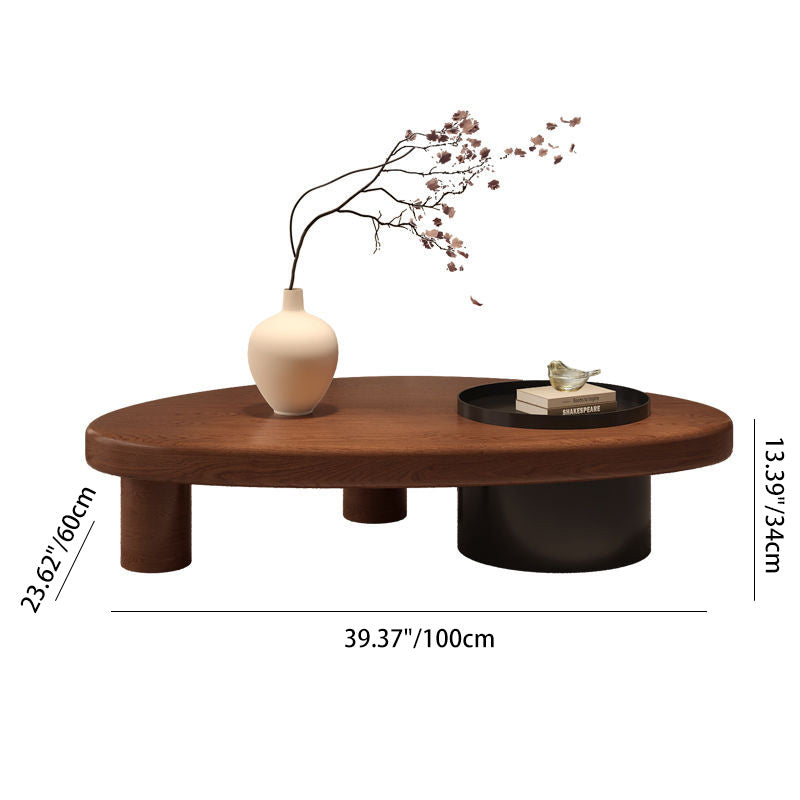 Minimalist Alien Triangle Wood Iron Coffee Table — Black