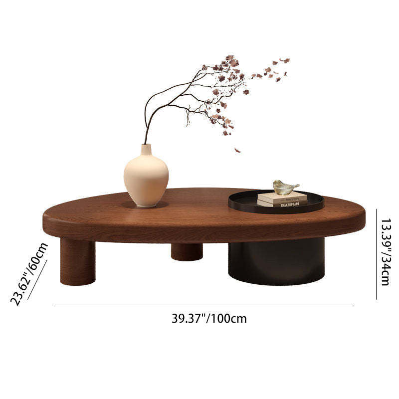 Minimalist Alien Triangle Wood Iron Coffee Table — Black
