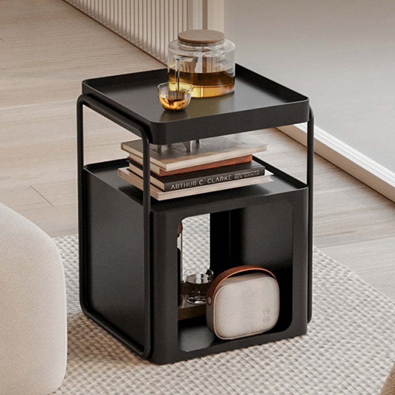 Minimalist Cream Iron 3-Tier Side Table — Without Wheels / Black