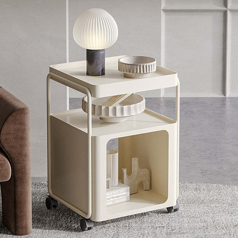 Minimalist Cream Iron 3-Tier Side Table