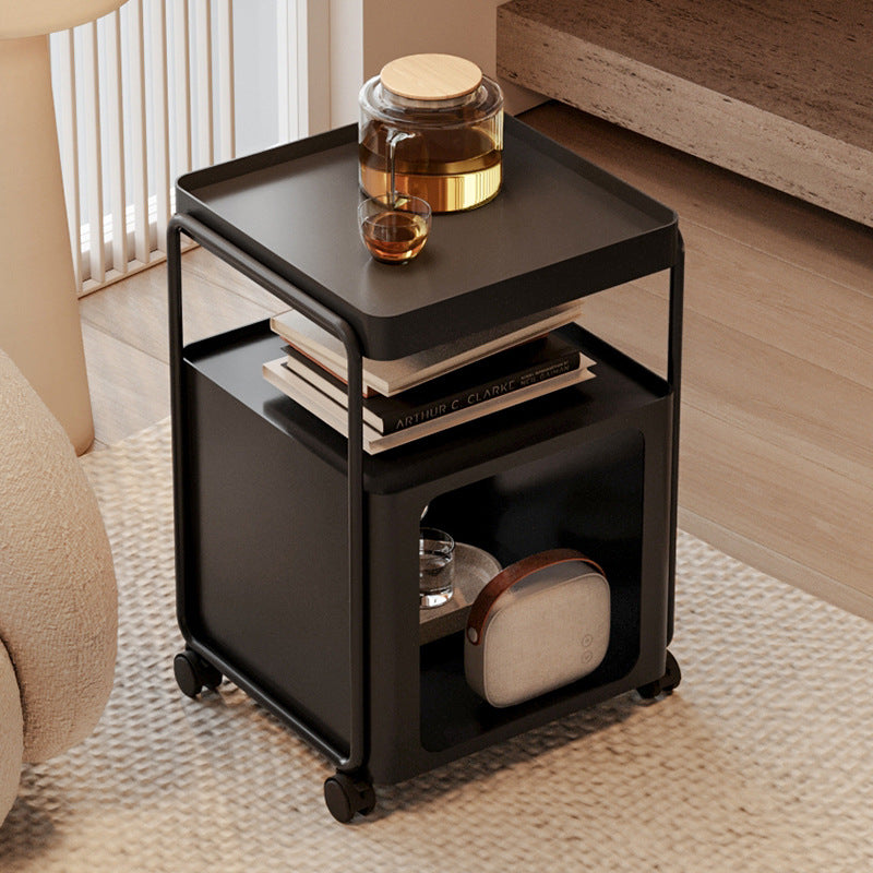 Minimalist Cream Iron 3-Tier Side Table