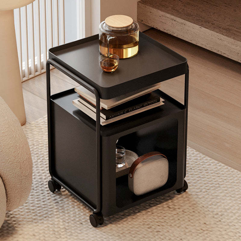 Minimalist Cream Iron 3-Tier Side Table