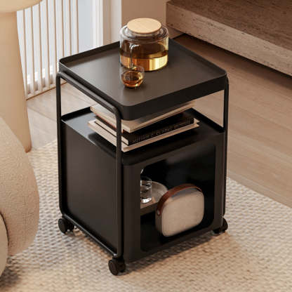 Minimalist Cream Iron 3-Tier Side Table