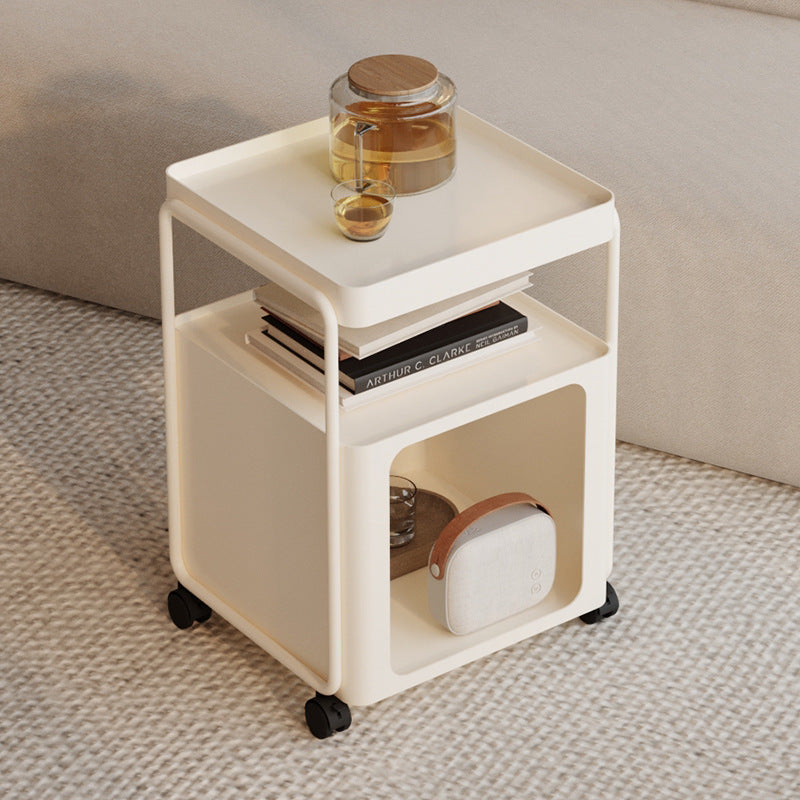 Minimalist Cream Iron 3-Tier Side Table