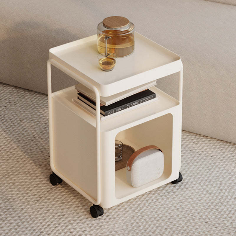 Minimalist Cream Iron 3-Tier Side Table