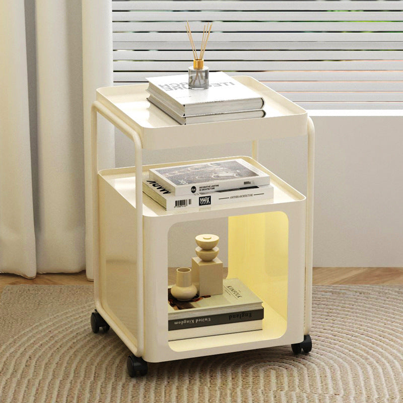 Minimalist Cream Iron 3-Tier Side Table
